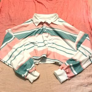 Cute pastel boyfriend collar polo crop top
